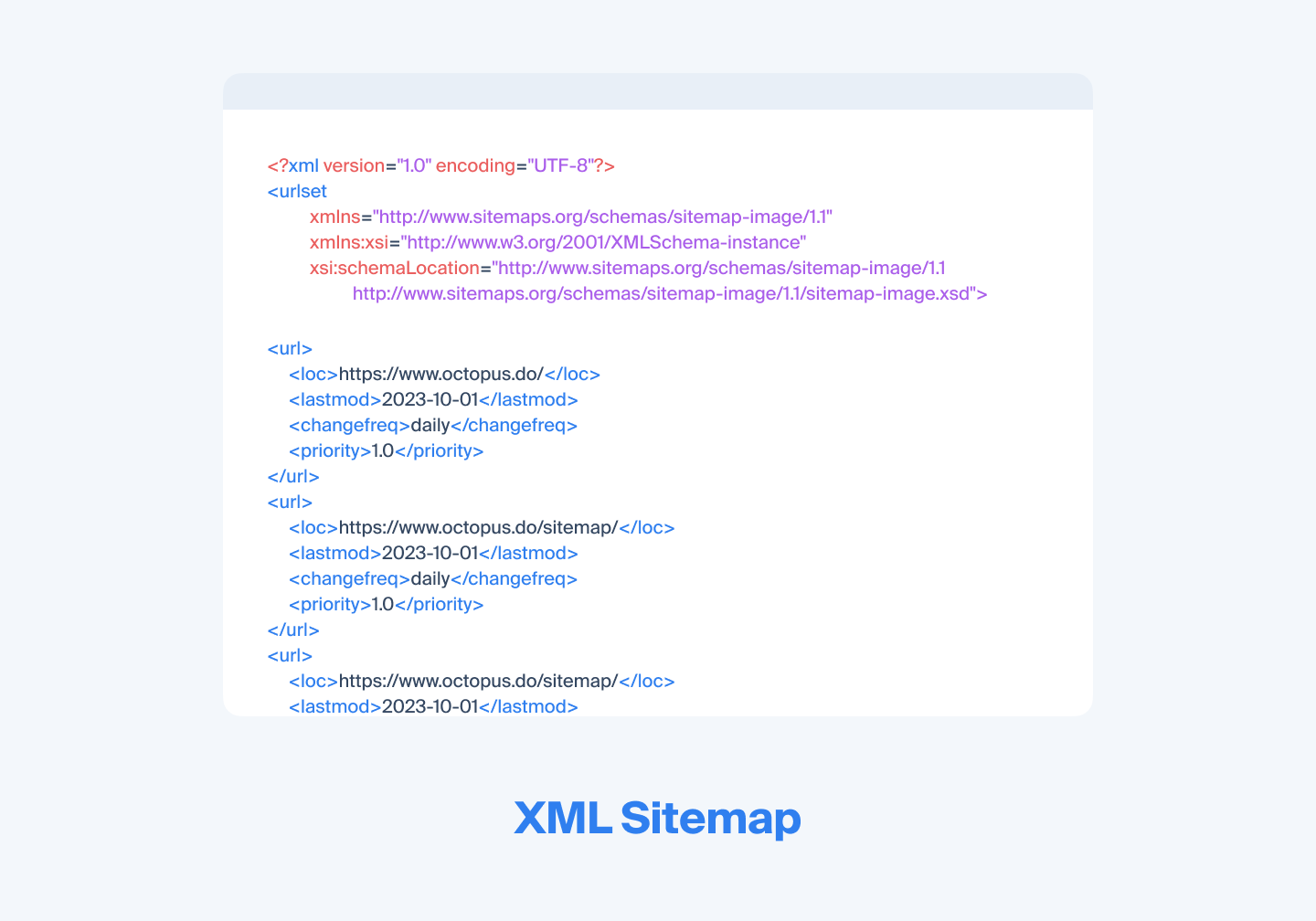 XML sitemap example