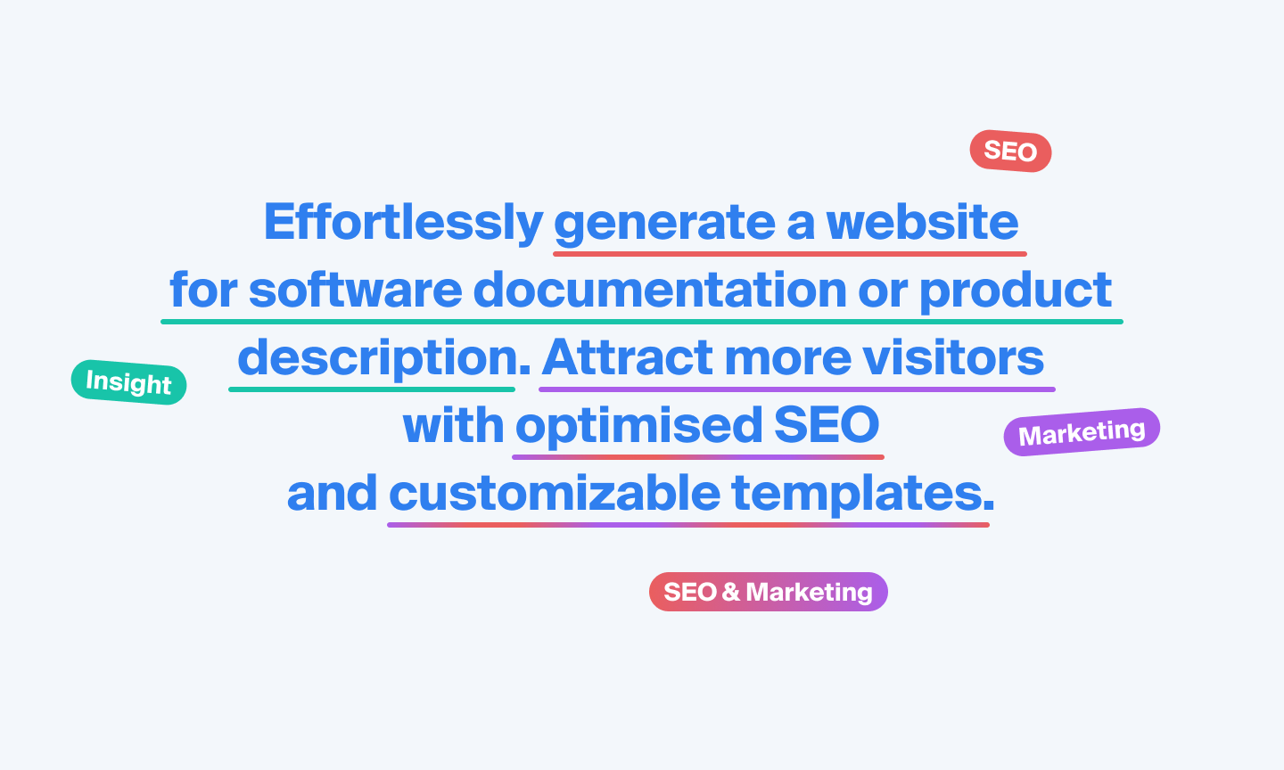 Text paragraph breakdown by SEO, marketing, insight