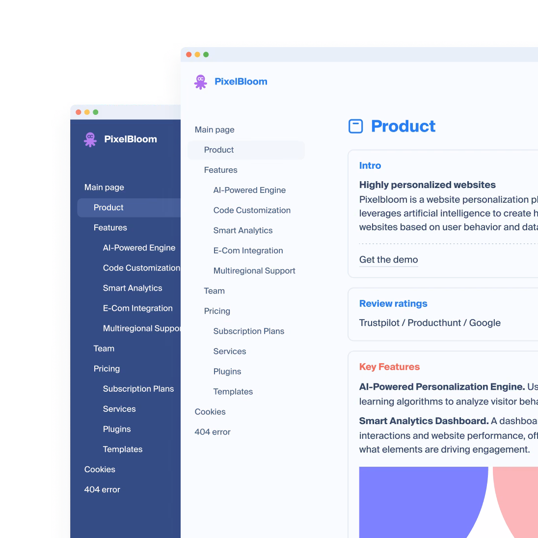 Simple website with list navigation | Octopus.do