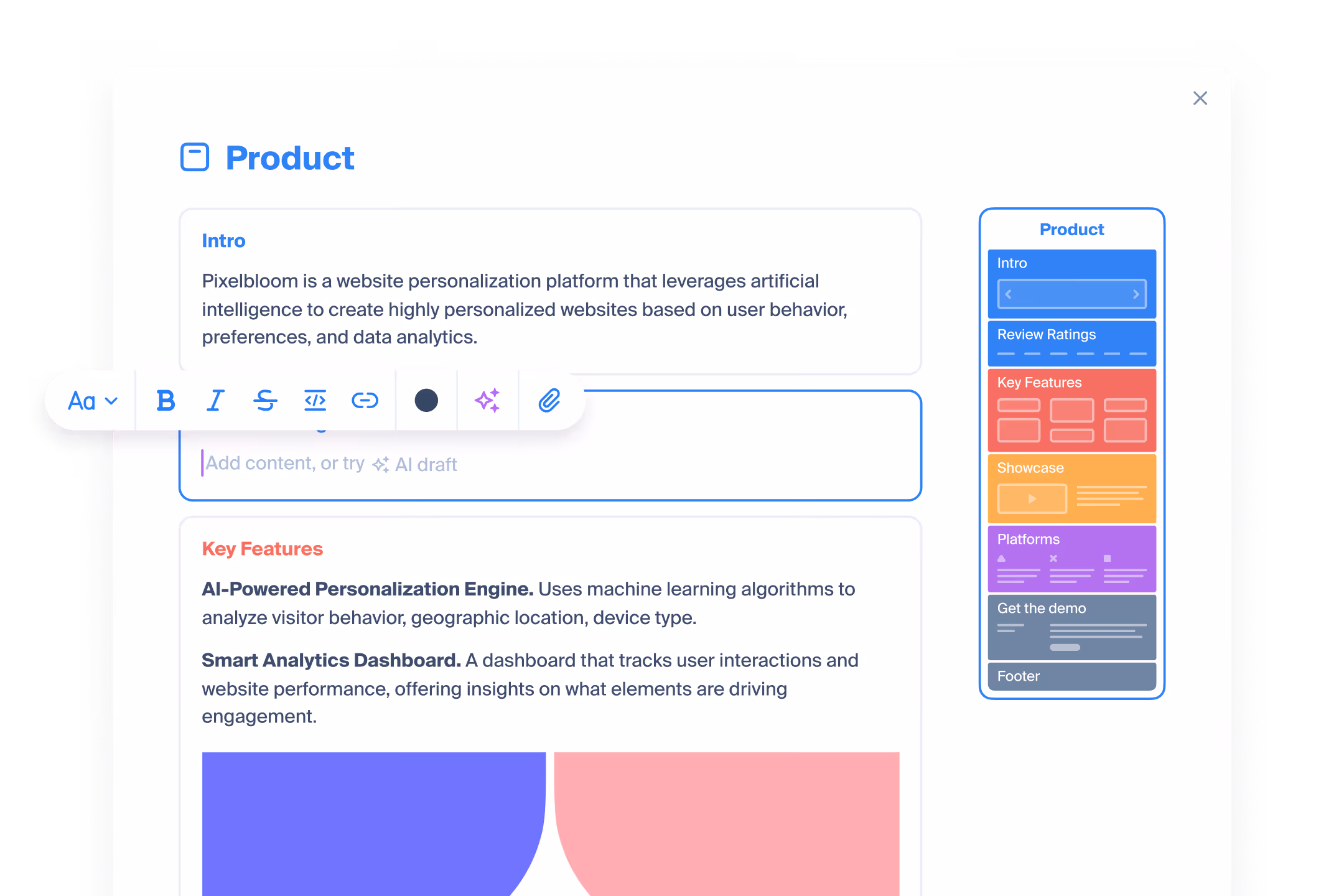 Text content creation with rich text editor | Octopus.do